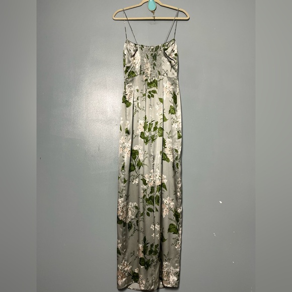 Reformation Frankie Silk Maxi Slip Dress Tea Garden Floral Slit Women’s Size 4 - Picture 3 of 12